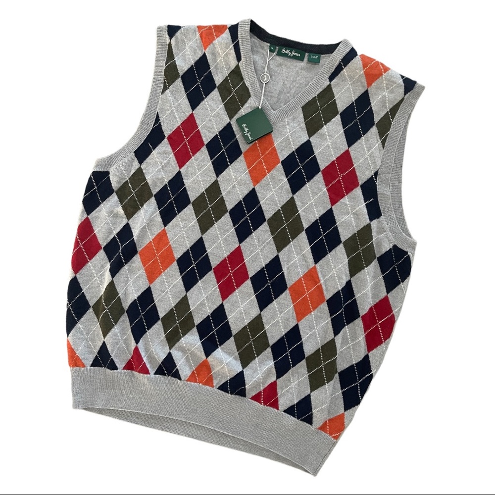 NWT Bobby Jones XL Golf Argyle Sweater Vest